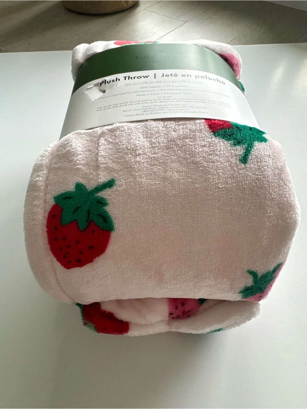 Kate Spade Pink Strawberry Plush Throw 60” x 70”